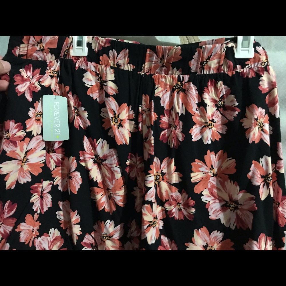 High waisted,  black and floral shorts.